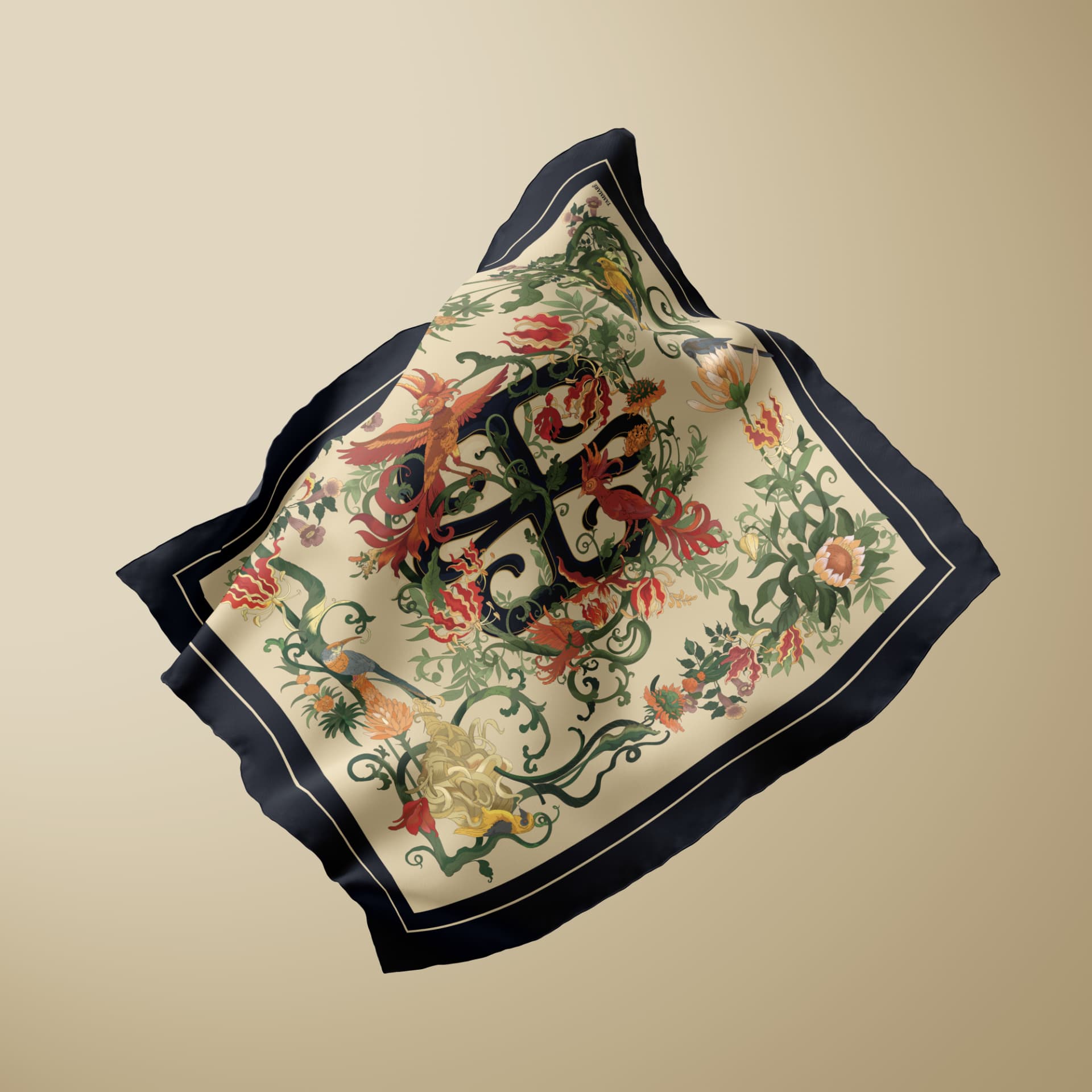Gloriosa Superba silk scarf — full flat artwork